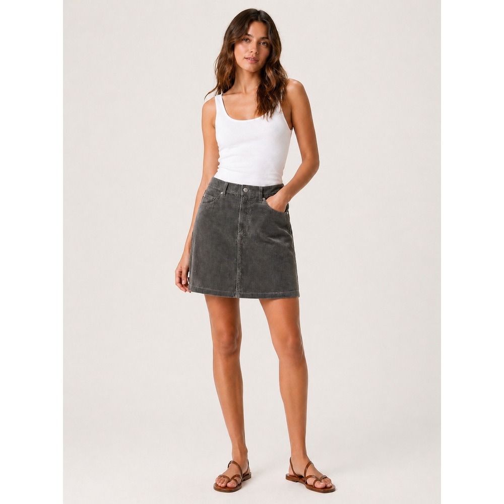 GAP Womens Vintage Corduroy 5 Pocket Mini Skirt Black 7/8 Retro A-Line